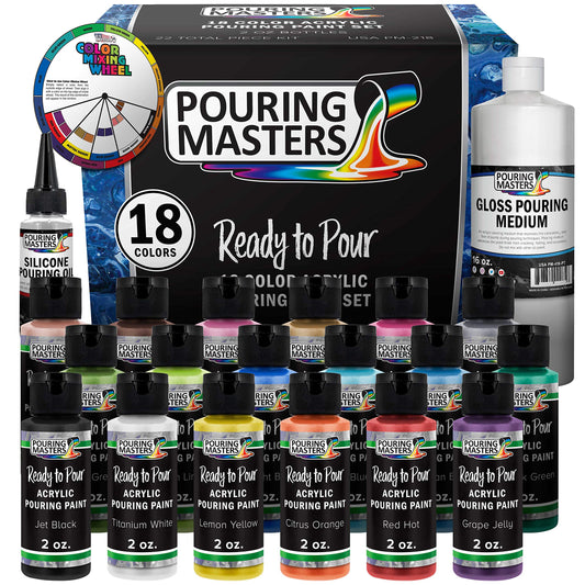 Pouring Masters 18 Color Acrylic Pouring Paint Set 2oz