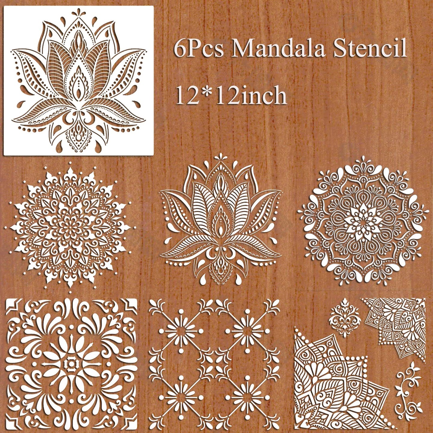 Reusable Wall Tile Templates Set of 6 12x12 inch