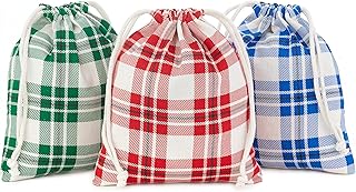 10-inch Christmas gift bags in red, blue, and green