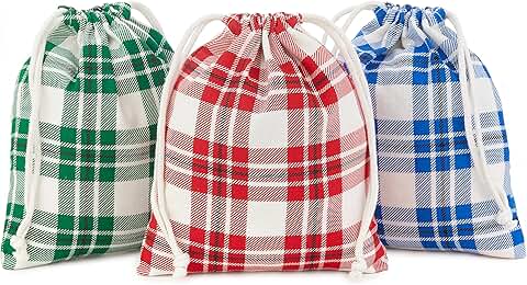 10-inch Christmas gift bags in red, blue, and green
