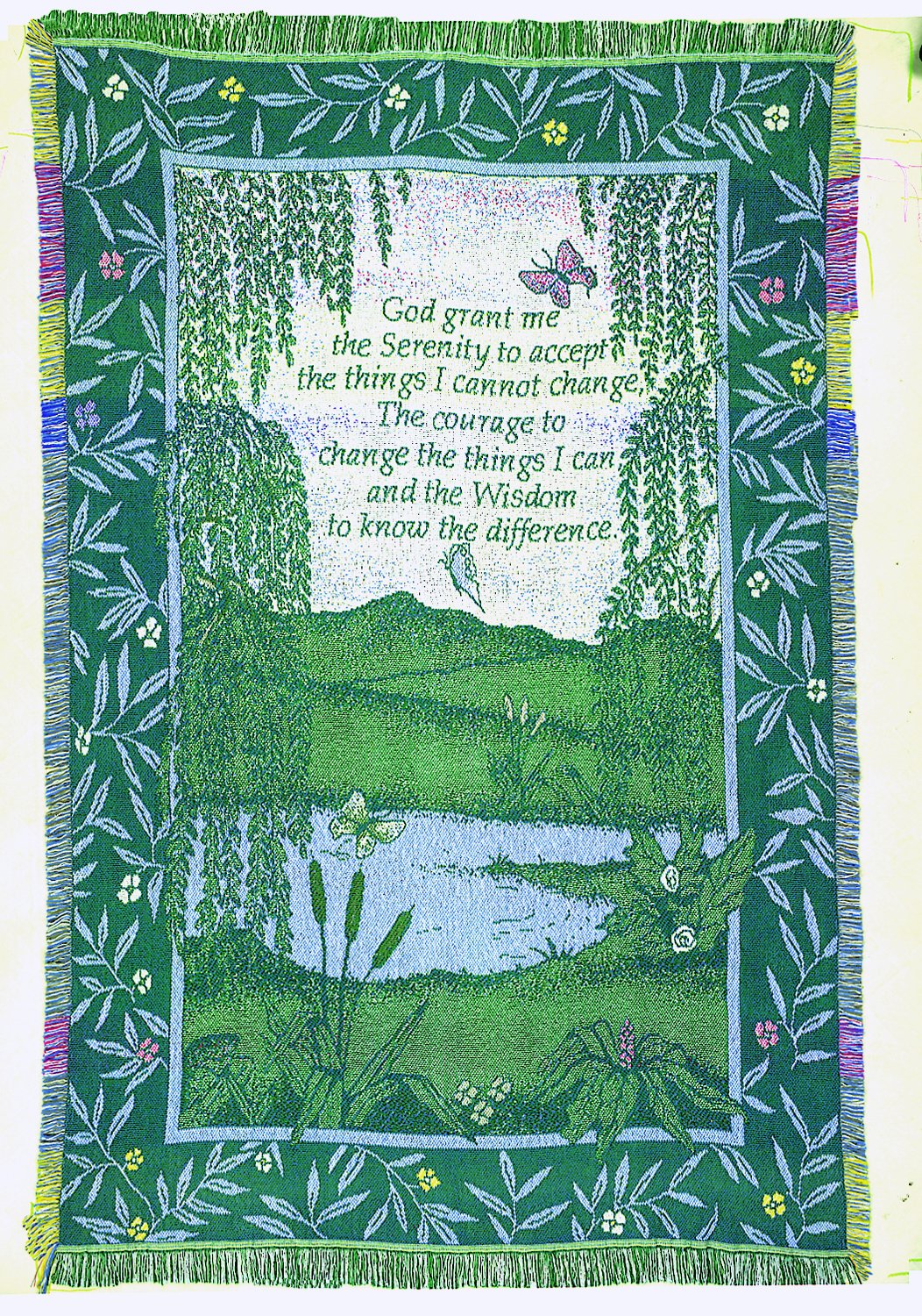 Manual 46 X 60-Inch Inspirational 2.5-Layer Fringed Throw, Serenity Prayer