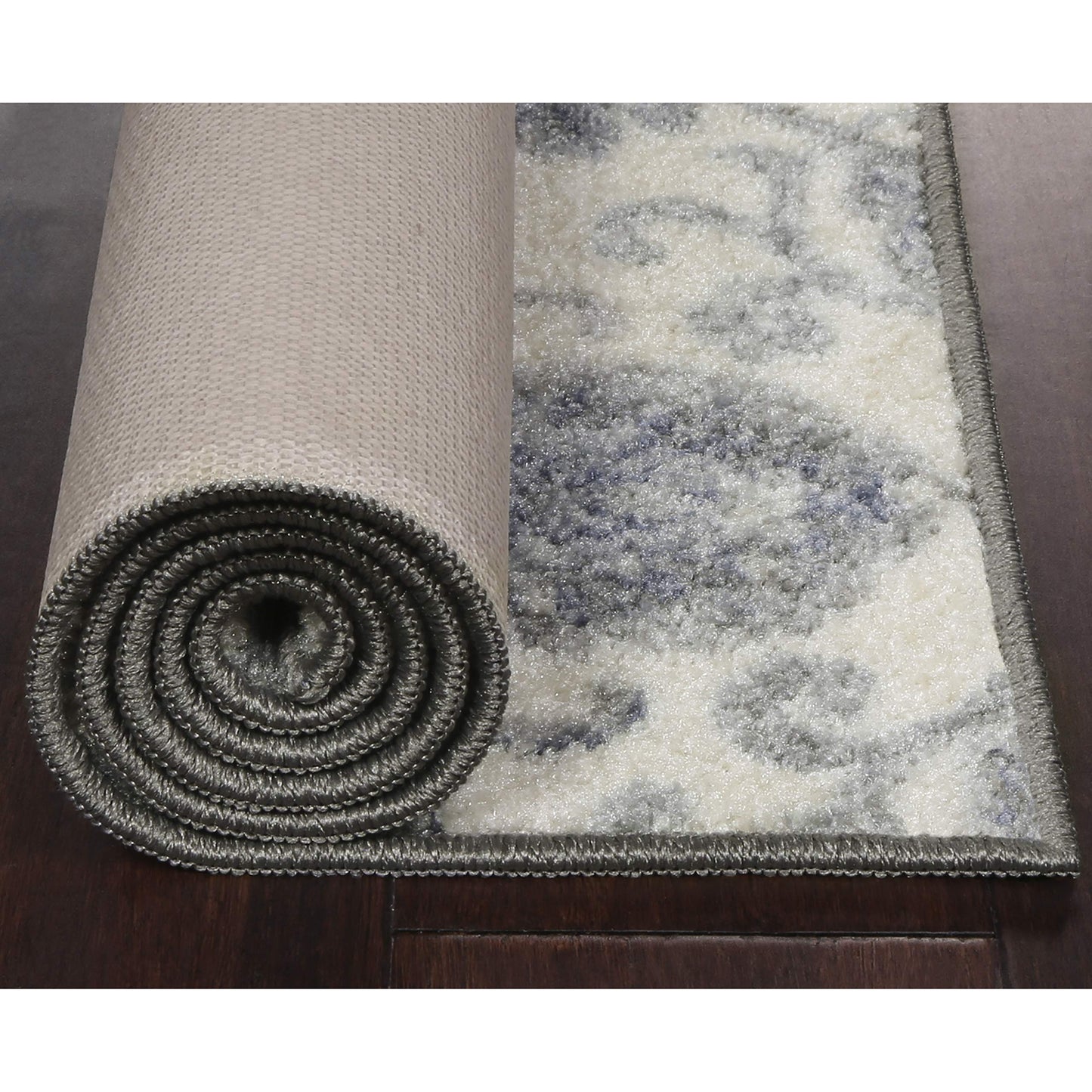 Blooming Damask Non Runner Rug For Hallway Entry Way Floor Carpet Made in USA], 2 x 6, Grey/Blue