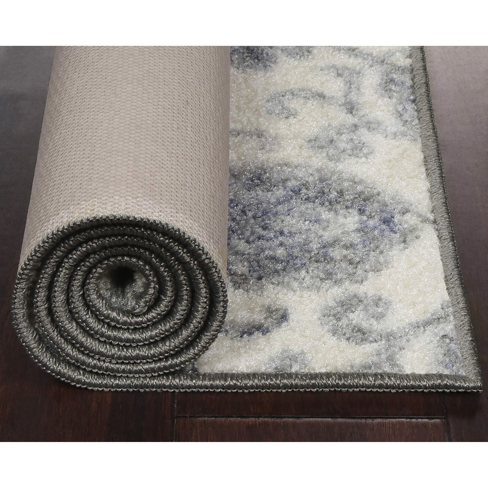 Blooming Damask Non Runner Rug For Hallway Entry Way Floor Carpet Made in USA], 2 x 6, Grey/Blue