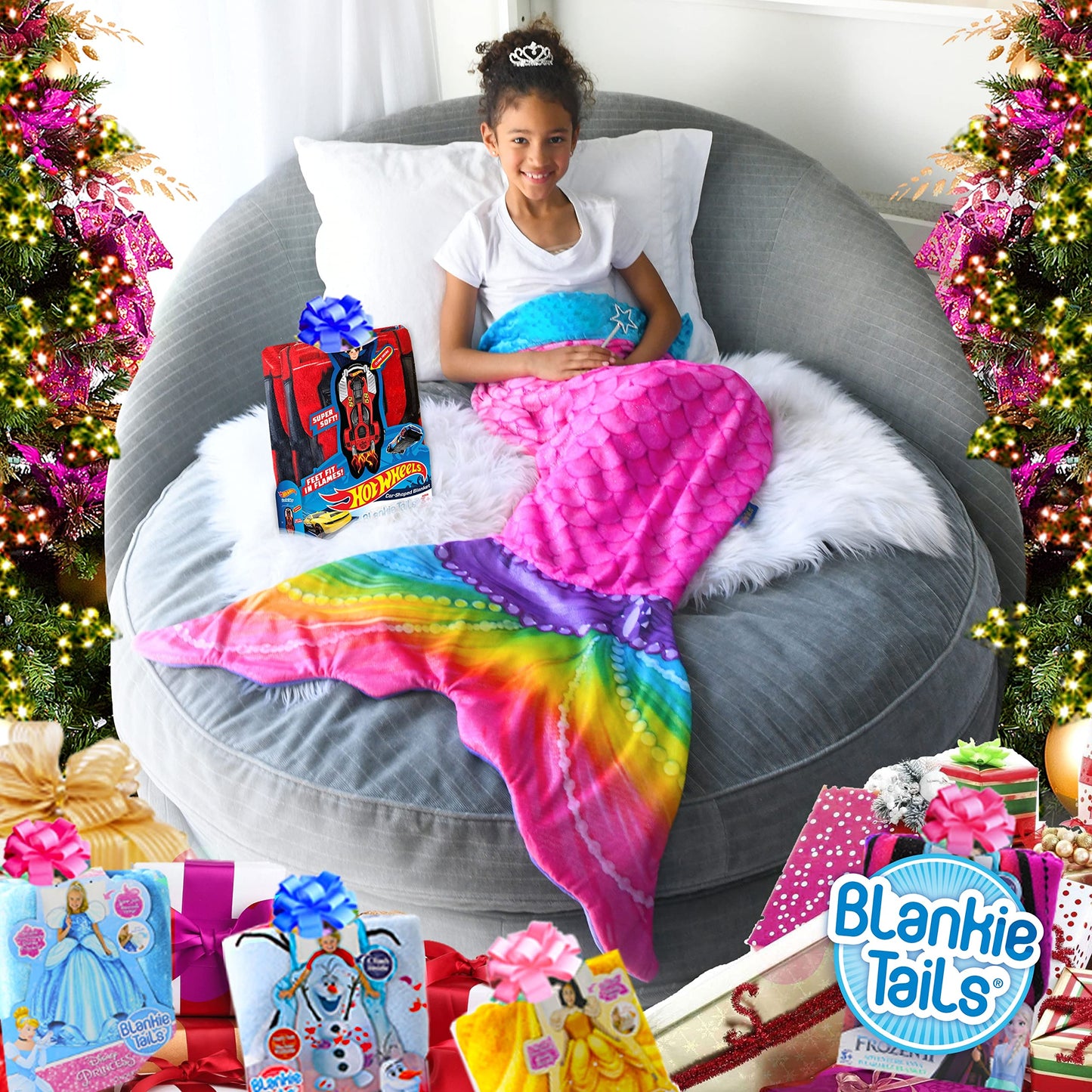 Rainbow Mermaid Shimmers Wele Blanket, Machine Washable Wele Blanket, Perfect for Gifts, Sleepovers, and Daily Use Kids Size