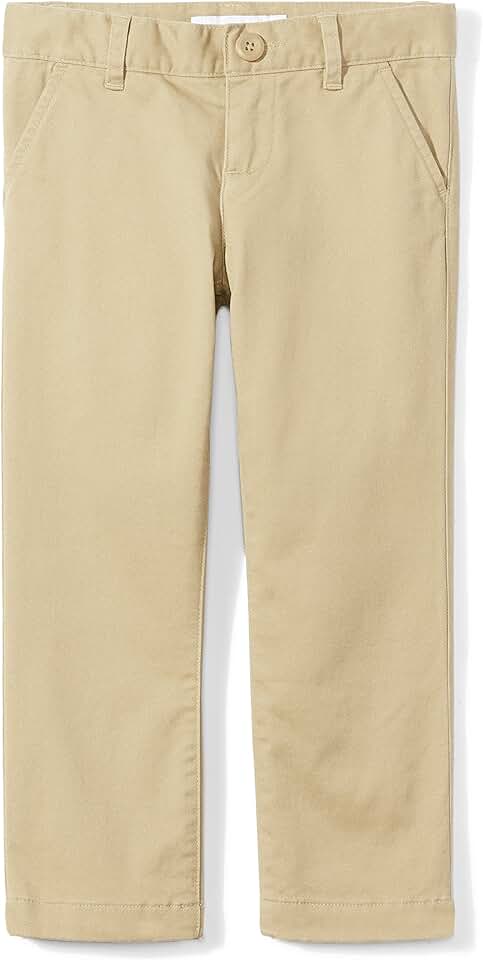 Girls' and Toddlers' Flat Front Chino Pants with Adjustable Stretch