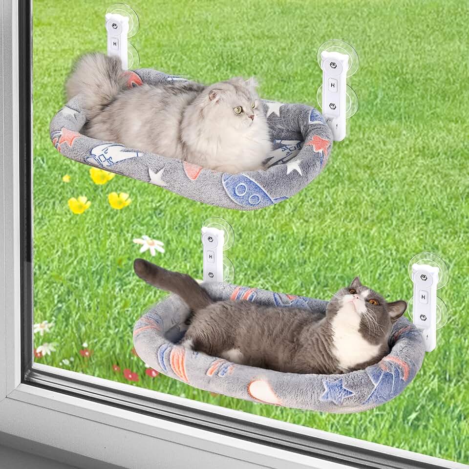 2 Pack Glow-in-the-Dark Cat Window Perches