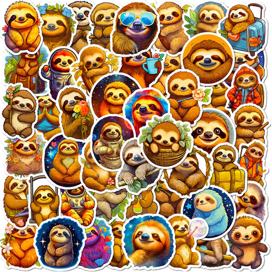 50 Cute Sloth Stickers for Water Bottles and More