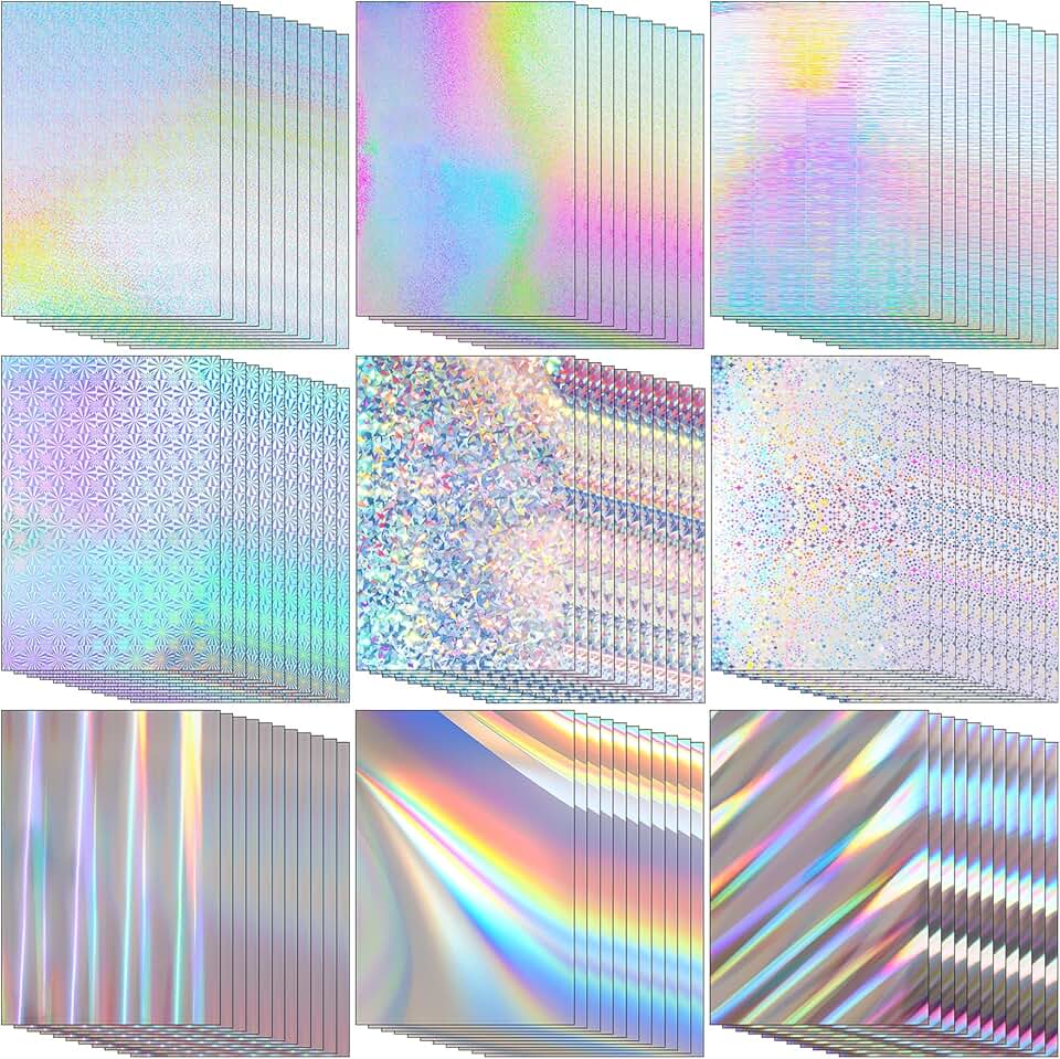 Metallic Holographic Glitter Cardstock, 100 Sheets, 8.5 x 11"