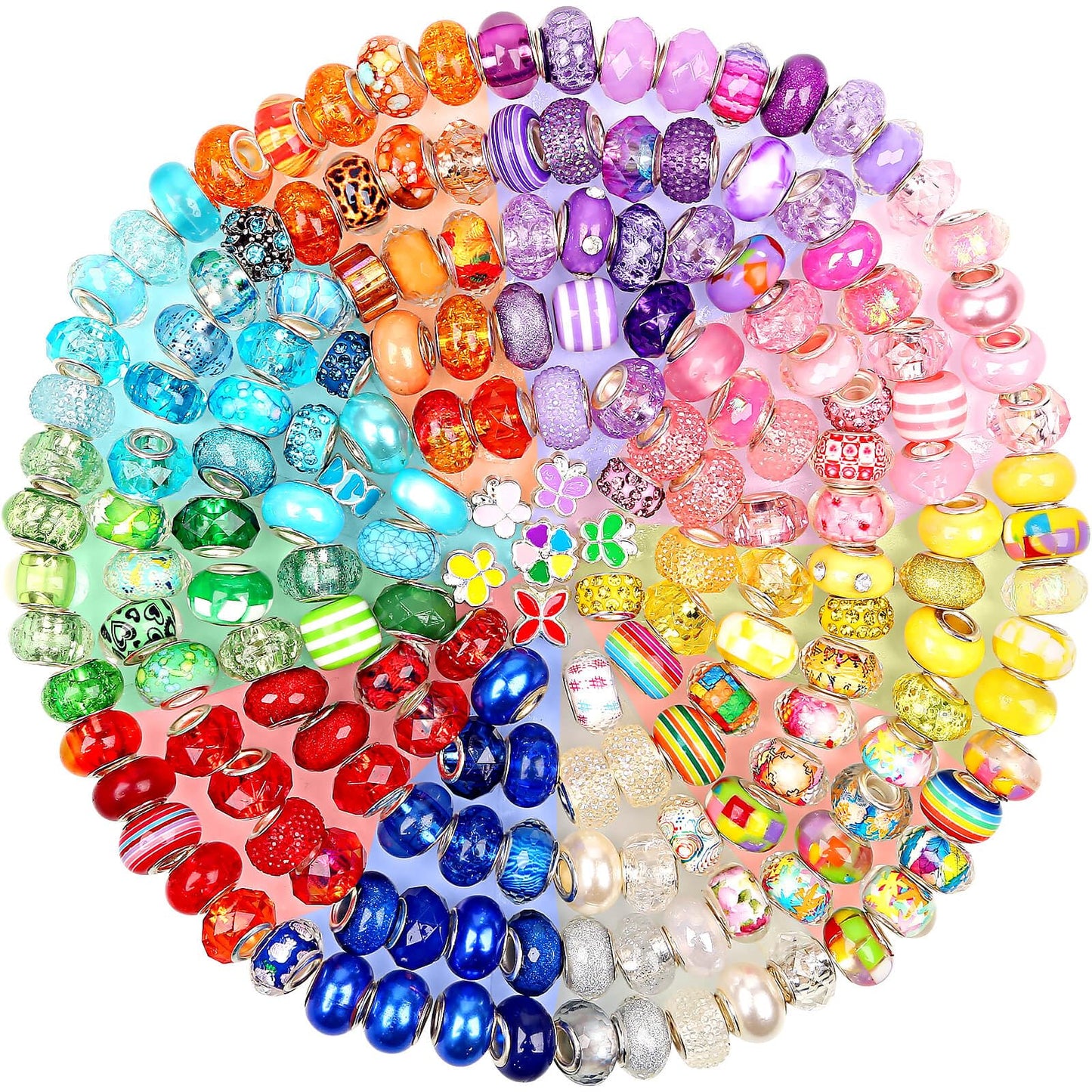 Large Hole Beads for Jewelry Making, 110 Pieces in Vibrant Colors