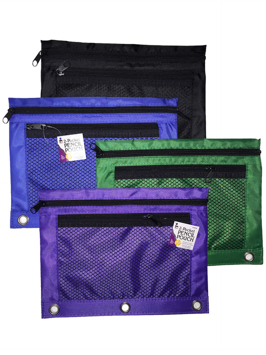 Pencil Pouch with 2 Pockets and Mesh Front