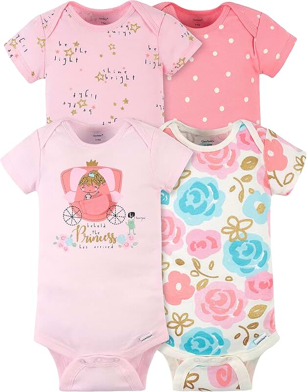 Baby Girls' 4-Pack Short Sleeve Bodysuits