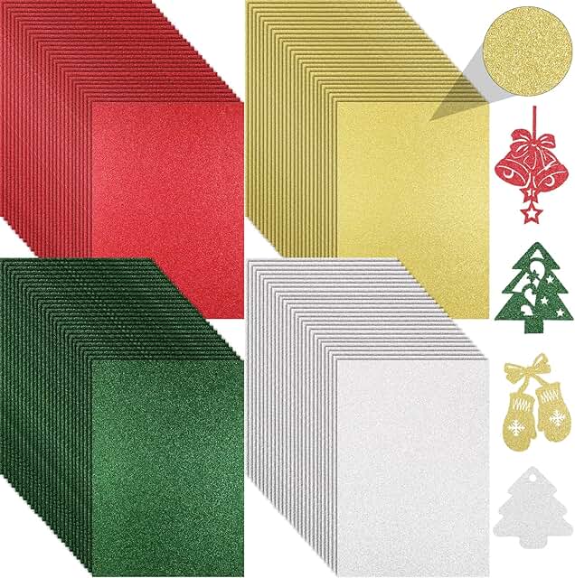 100 Sheets Glitter Metallic Cardstock for Holiday Crafts