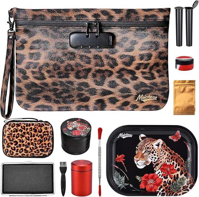 Leopard Travel Storage Bag with Lock and Accessories
