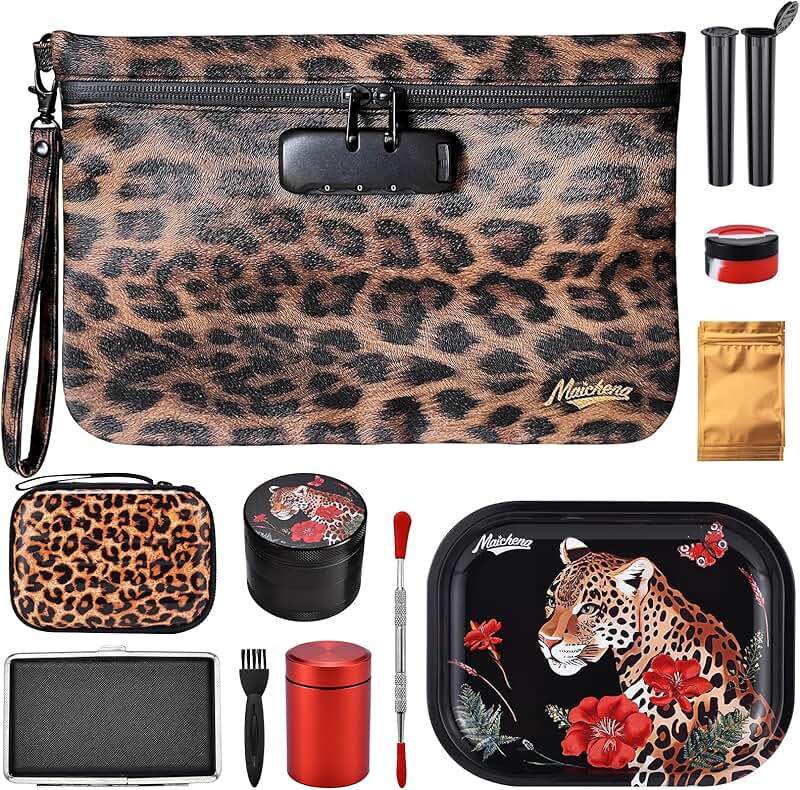 Leopard Travel Storage Bag with Lock and Accessories