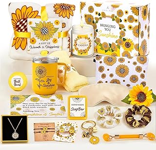 Sunflower Gift Basket for Women, 18 Pieces