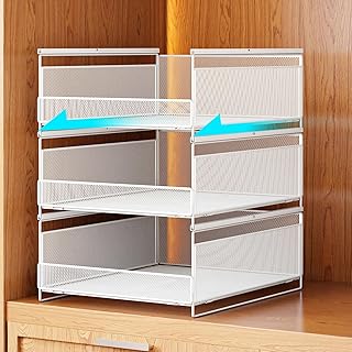 Three-Tier Metal Closet Organizer with Drawers