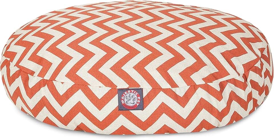 Burnt Orange Chevron Round Indoor Outdoor Dog Bed