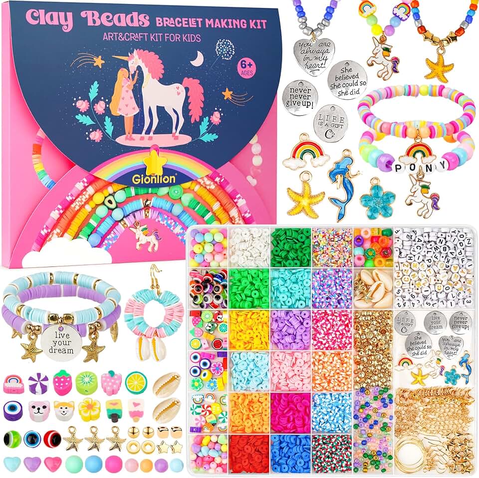 Charm Bracelet Making Kit for Girls 8-12 with 198 Beads