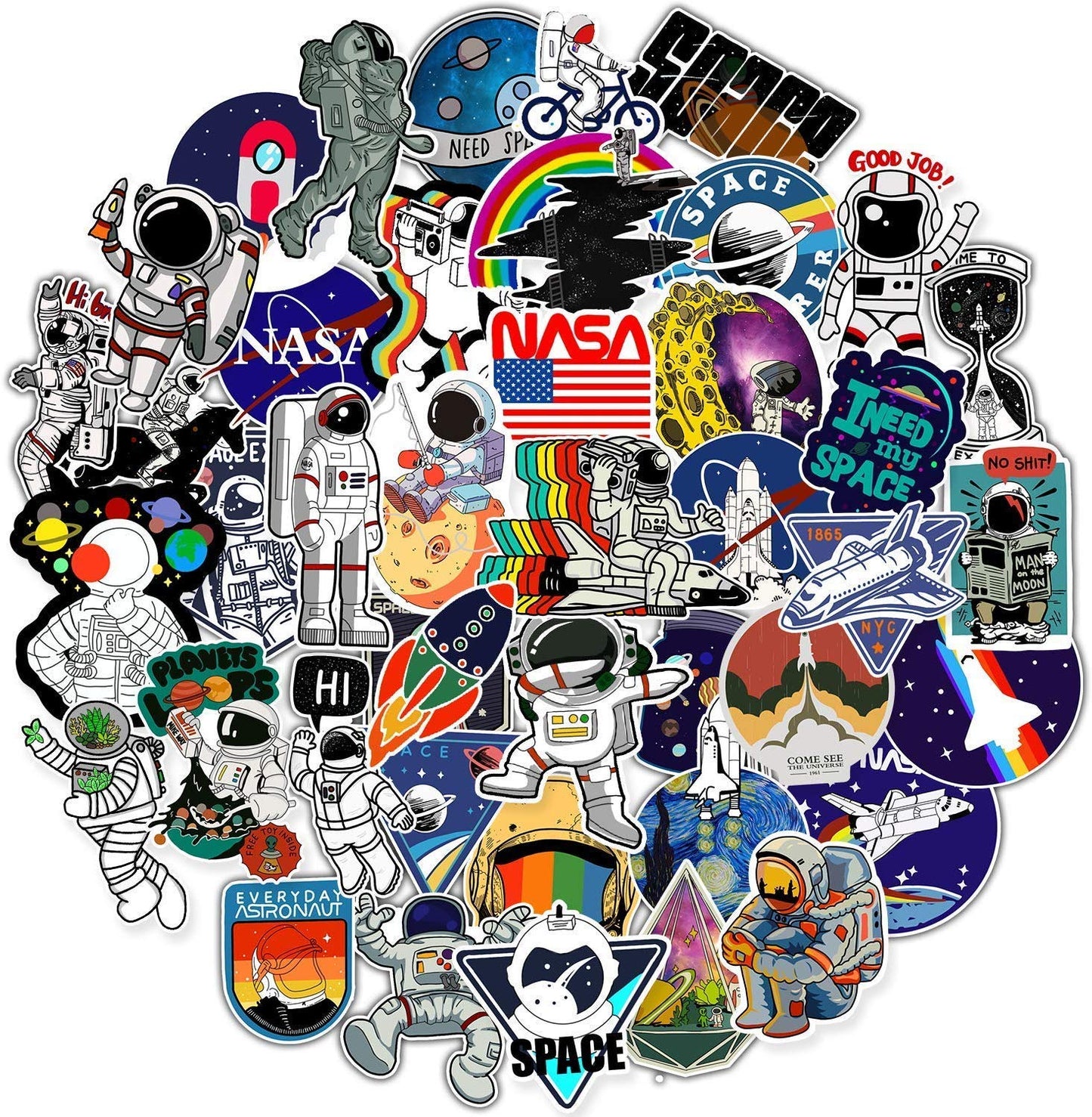 100pcs Space Stickers for Water Bottle Laptop ,Waterproof Vinyl NASA Stickers Pack, Space Theme Gifts for Adults Teens Boys Stickers for Ipad MacBook Skateboard Decals