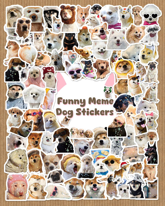 100 Funny Meme Holographic Dog Stickers for Water Bottles and Laptops