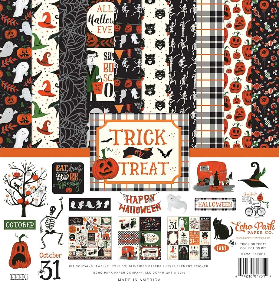 Trick or Treat Collection Kit with Orange, Black, Green, Grey Paper