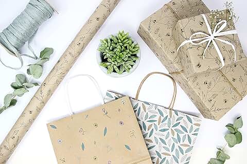 Eco-friendly gift set with wrapping supplies and botanicals