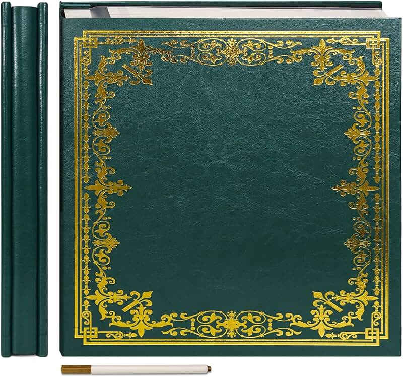 Large Self-Adhesive Scrapbook Album with Pen, Dark Green