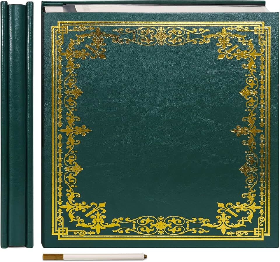 Large Self-Adhesive Scrapbook Album with Pen, Dark Green