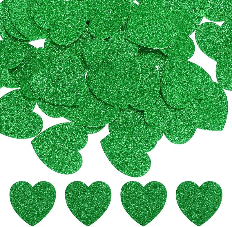 Green 1.8x1.8-inch Heart Foam Stickers, 100 Pieces