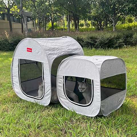 Portable 2-in-1 Cat Playpen with Litter Area