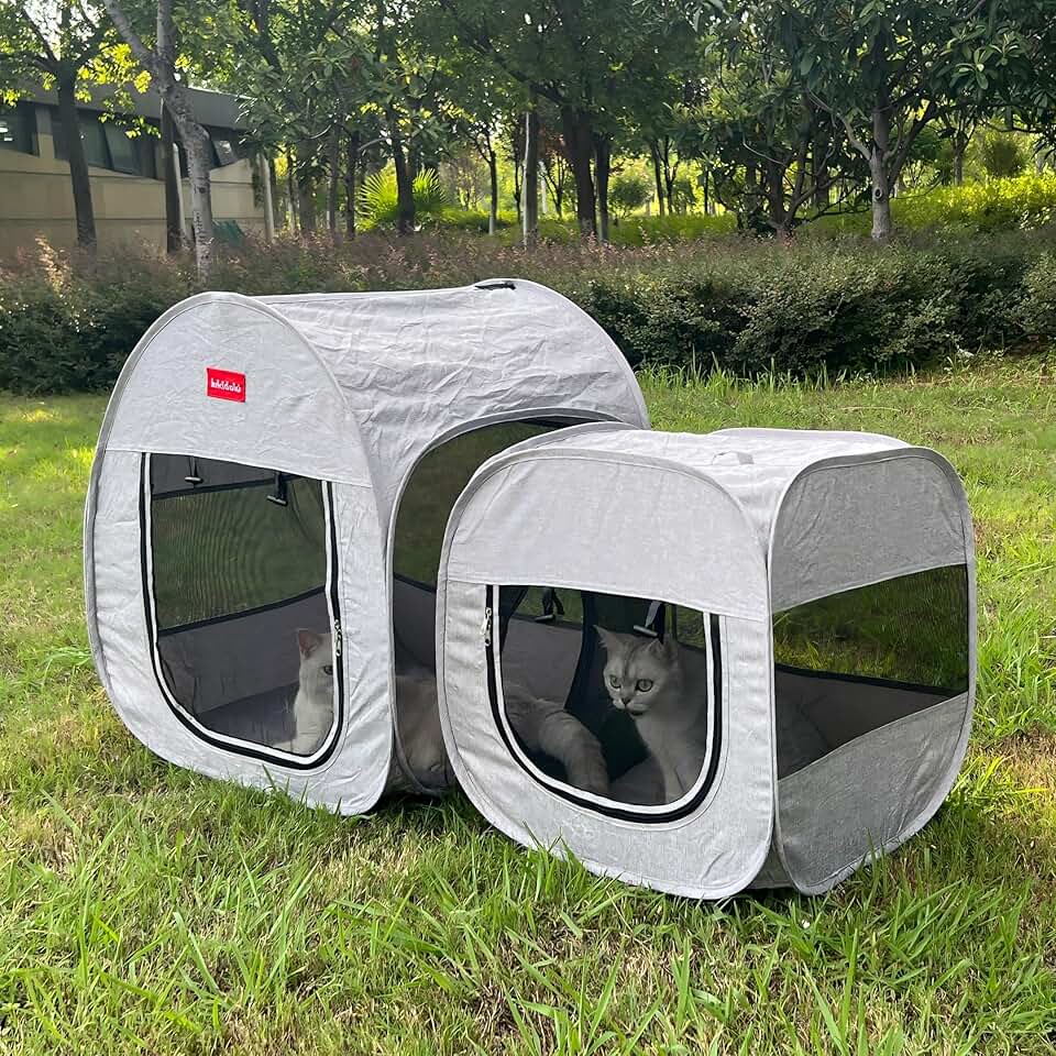 Portable 2-in-1 Cat Playpen with Litter Area