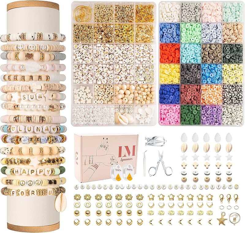 8000 Clay Beads for Jewelry Making in 2 Boxes
