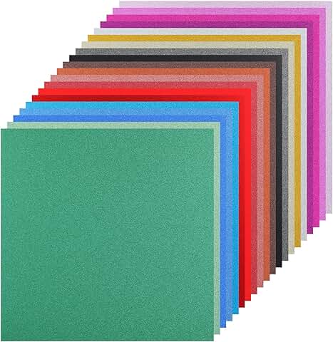 100 Sheets 12x12 Inch Glitter Cardstock in 20 Colors