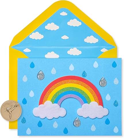 Rainbow Glitter Blank Cards with Envelopes, 8 Pack