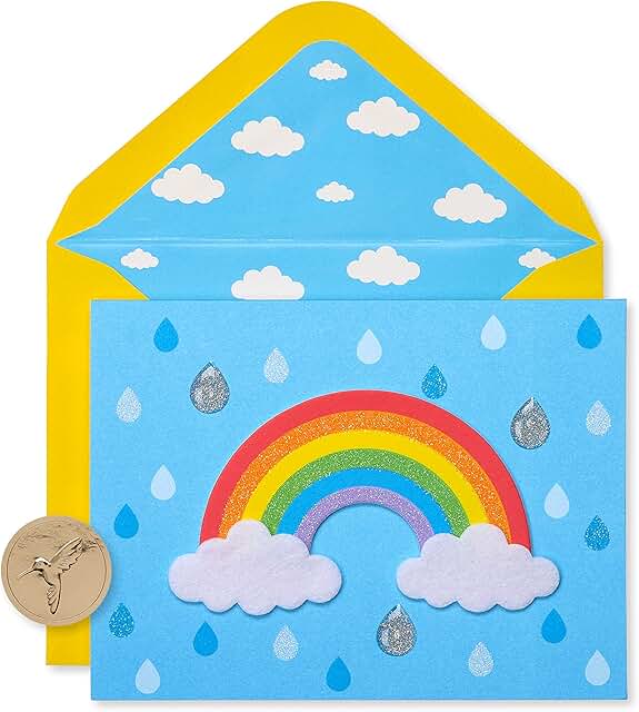 Rainbow Glitter Blank Cards with Envelopes, 8 Pack