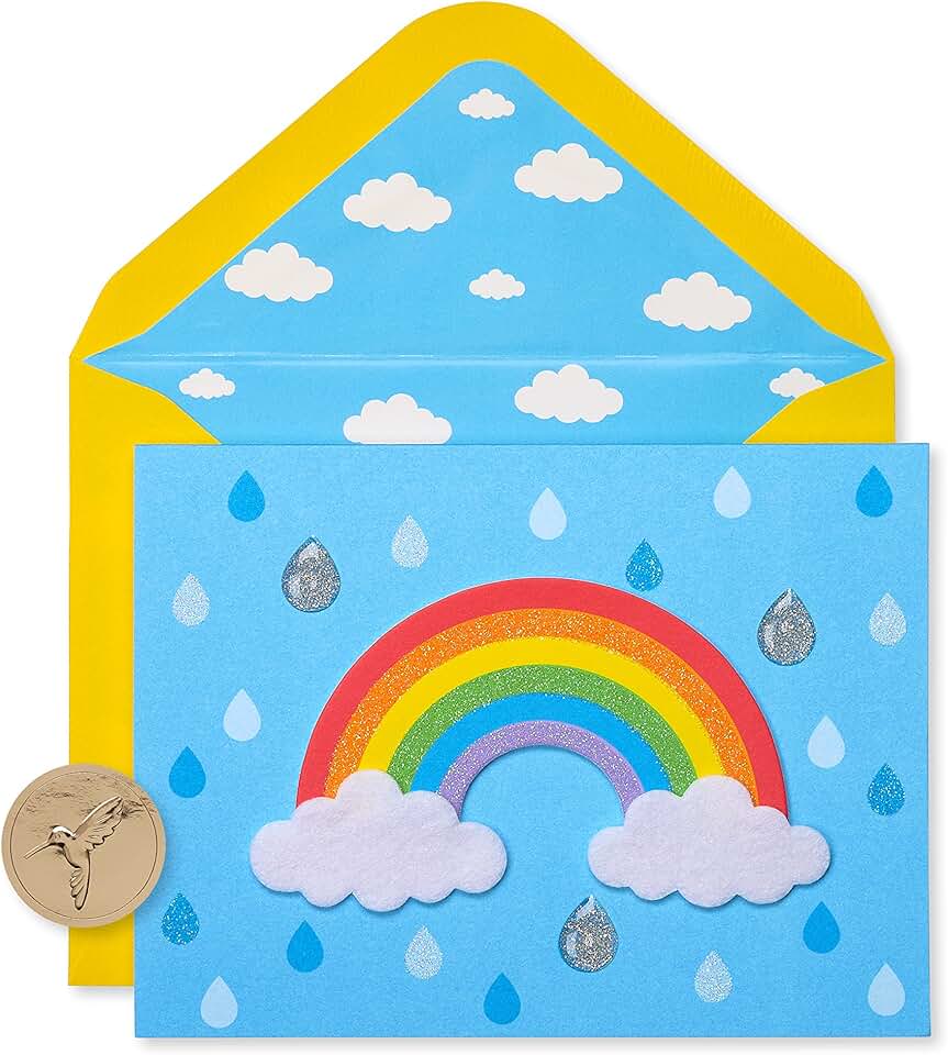 Rainbow Glitter Blank Cards with Envelopes, 8 Pack