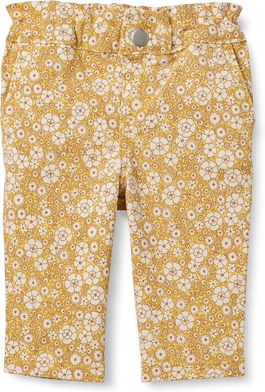 Toddler Girls' Light Yellow Floral Straight Leg Jeans, 3T