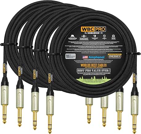 Four 20-foot ultra-silent balanced star-quad cables with gold TRS plugs