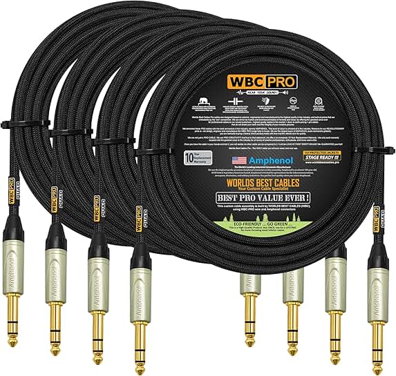 Four 20-foot ultra-silent balanced star-quad cables with gold TRS plugs