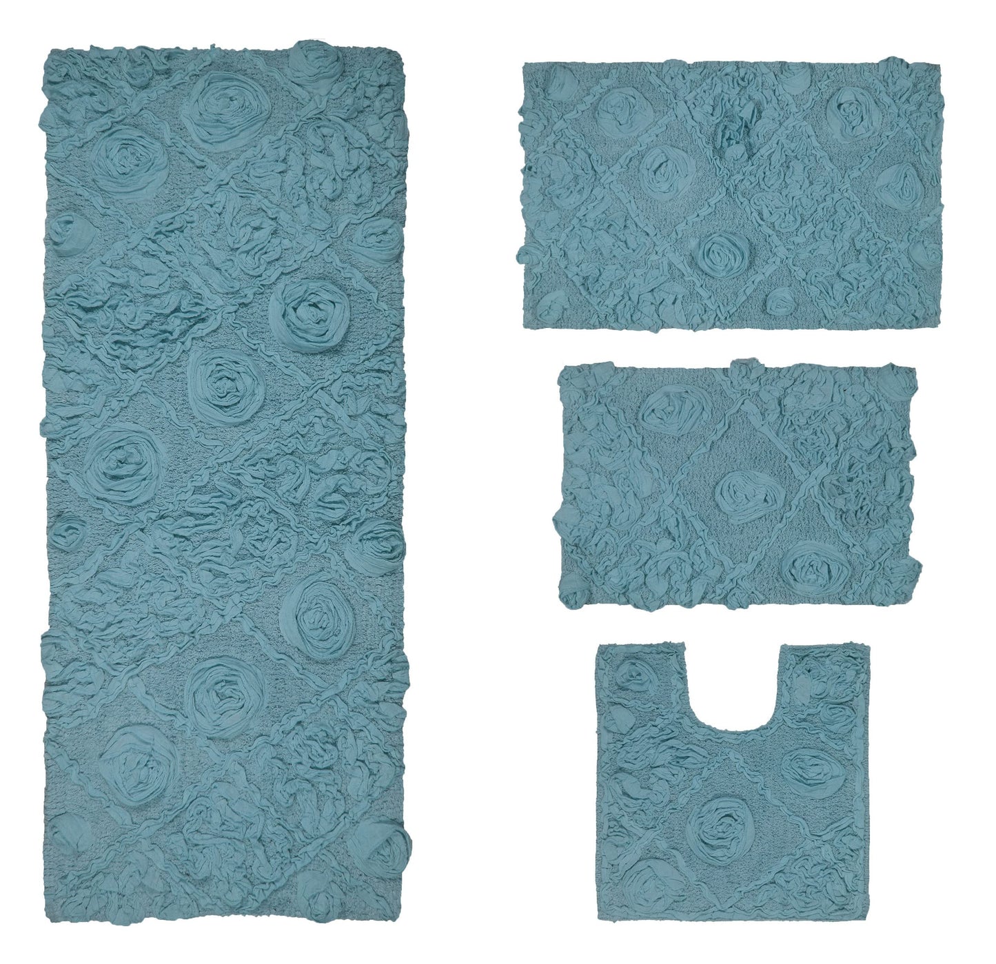 Ho e W rs odesto Bath Absorbent Cotton, Soft Rug, achine wash Dry, 4 Piece Set, Blue 4 Count