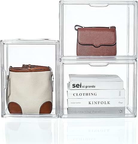 Large Clear Acrylic Purse and Accessory Organizer (3 Pack)