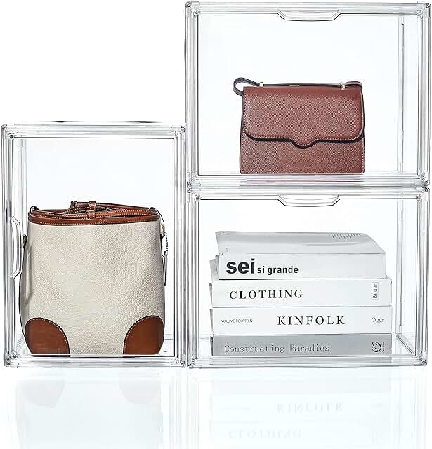 Large Clear Acrylic Purse and Accessory Organizer (3 Pack)