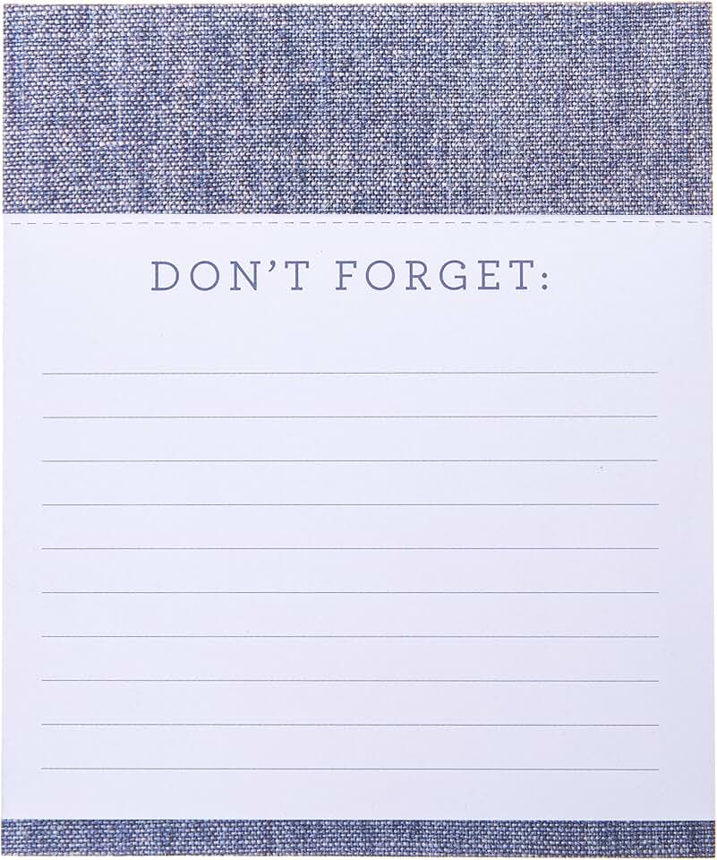 Chambray Notepad with Lined Pages and "Don't Forget" Header