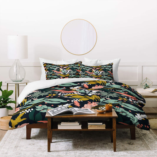 Marta Barragan Camarasa Brushstrokes of Nature II Duvet Set with Two Pillow Shams, Full/Queen, Multi