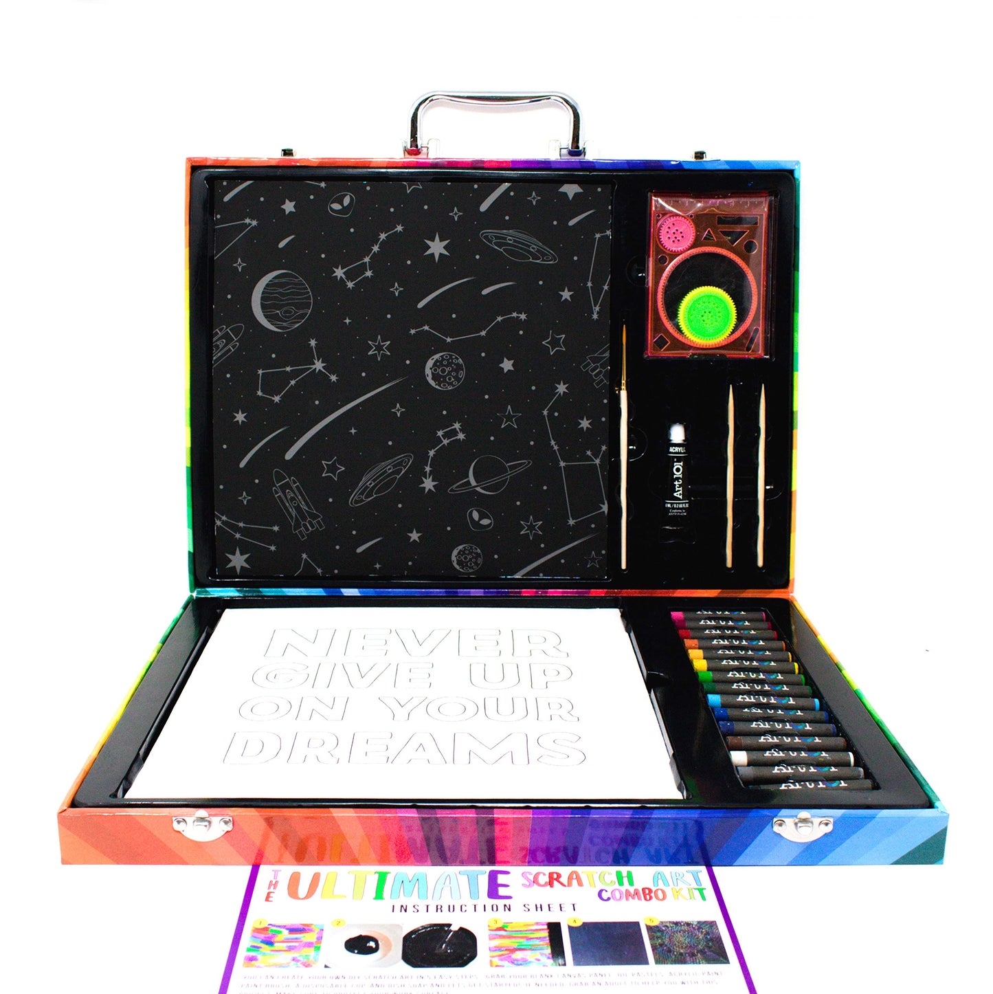 Scratch Art Combo Kit 41 Pieces Colorful Carrying Case