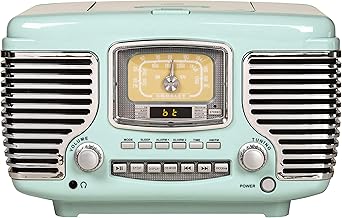 Aqua Blue Tabletop AM/FM Bluetooth Radio with CD and Dual Alarm