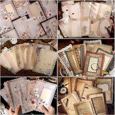 60 Sheets of Vintage Lace Trim Scrapbook Paper