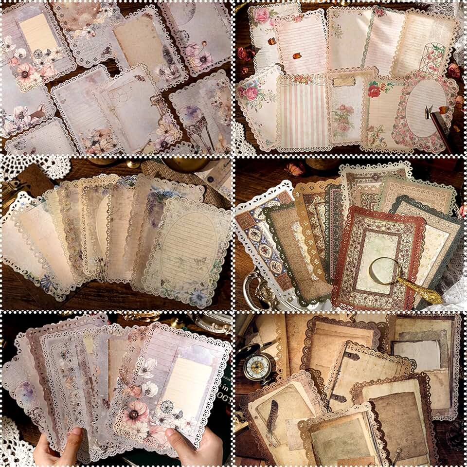 60 Sheets of Vintage Lace Trim Scrapbook Paper