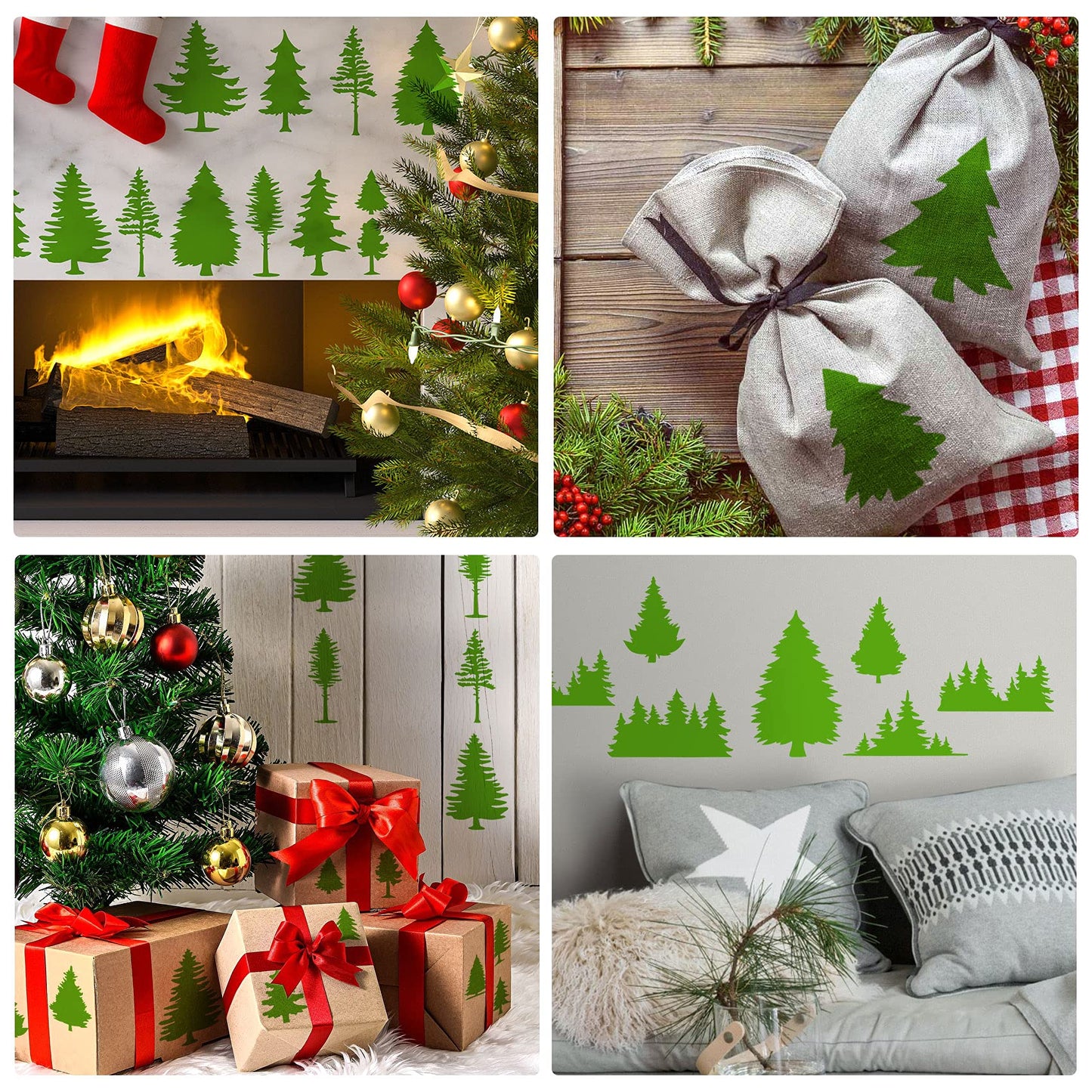 8pcs Pine Tree Reusable Drawing Templates 7.87x7.87 Inches