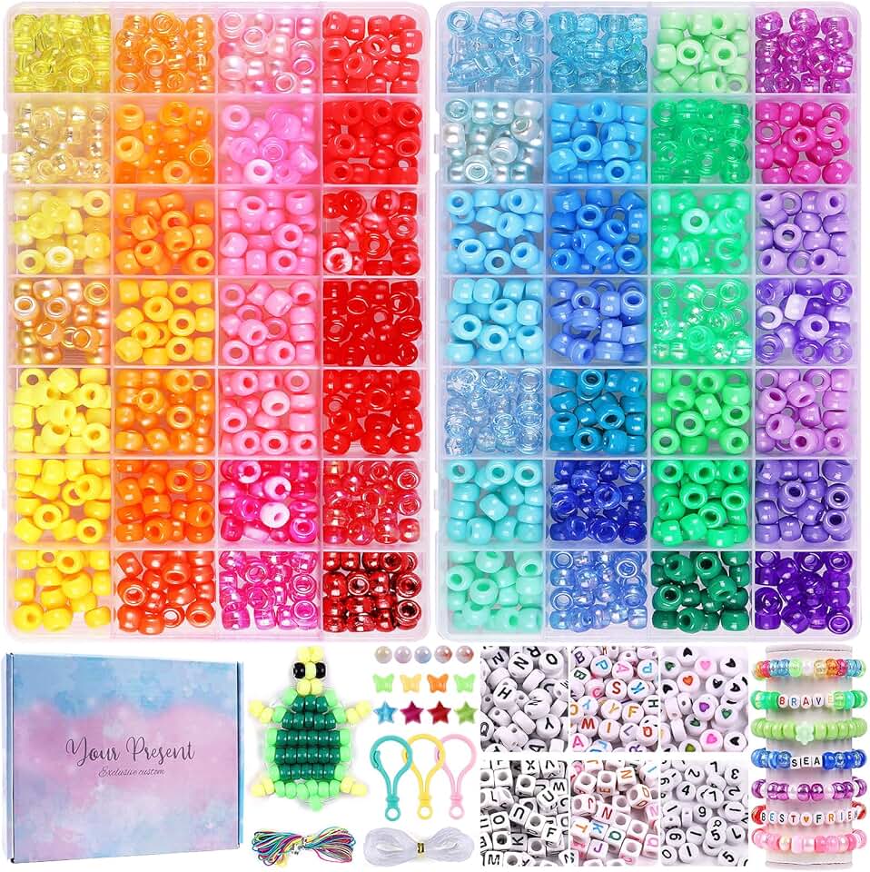 Pony Beads Kit with 56 Colors and Alphabet Letters